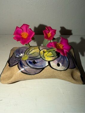 Hand-painted Ceramic Flower Frog